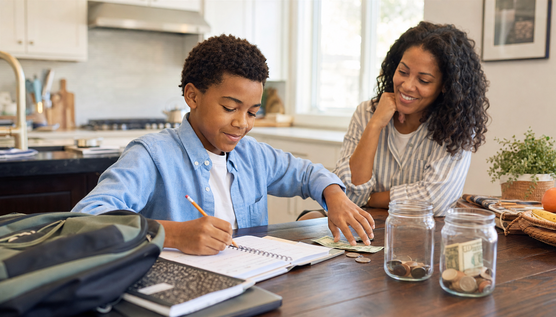 Life skills for kids practicing money management and planning