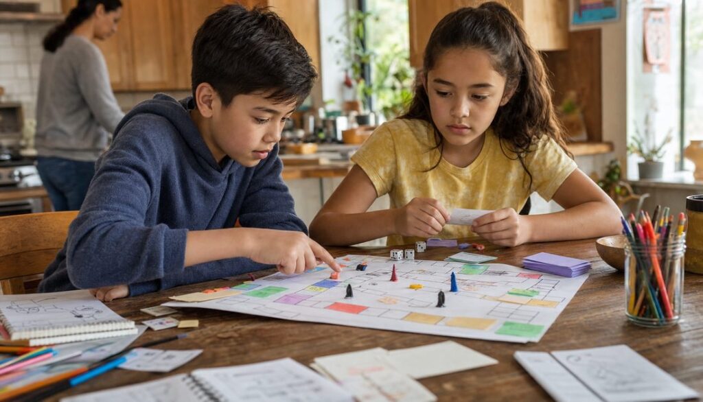 kids creating and testing a homemade game design